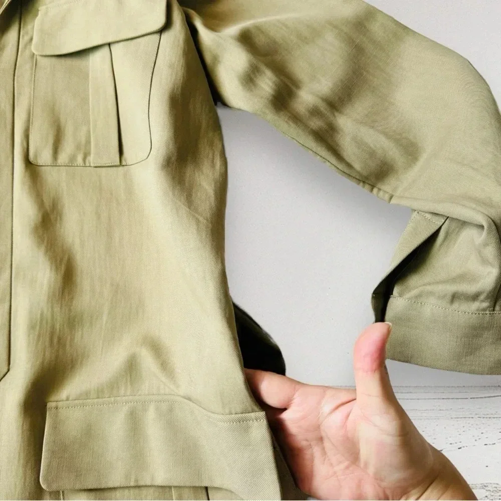 NEW PARTOW Adler Khaki Flap Pocket Trench Dress